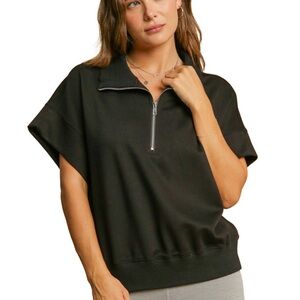 Umgee oversize minimalists Dolman Short Sleeve Pullover Top